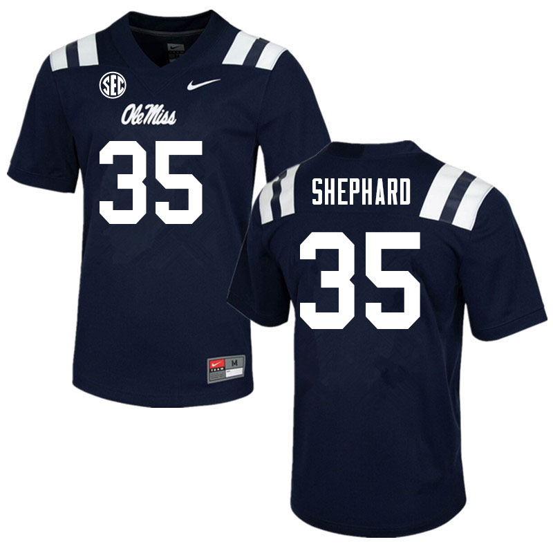 Men #35 Urriah Shephard Ole Miss Rebels College Football Jerseys Sale-Navy